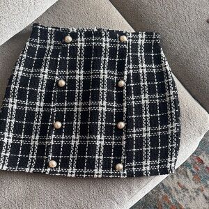 Shein Black and White Plaid Skirt